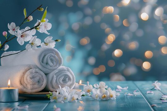 massage towels and a beautiful background at esthiva spa center DHA Lahore